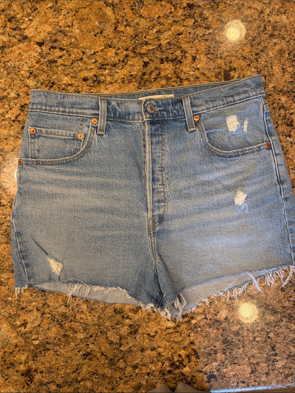 Women’s Levi’s Ribcage Light Blue Denim Cutoff Shorts - Size 32